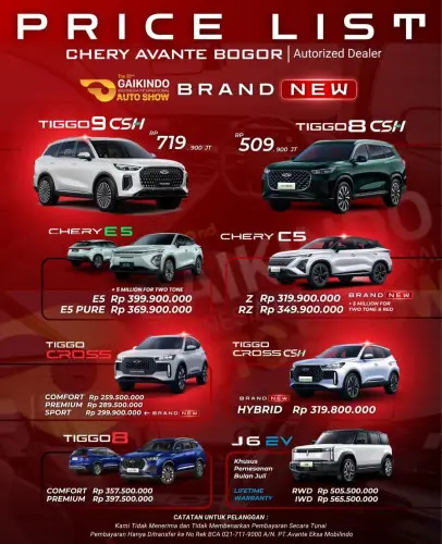 Pricelist Harga Chery pulogadung 2025